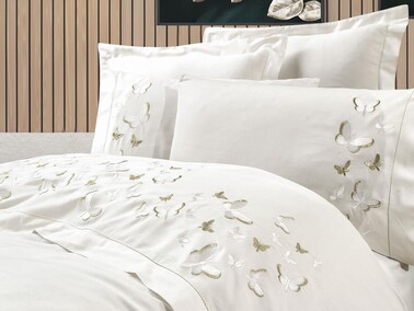 Bianca Embroidered Duvet Cover Set Cream - Thumbnail