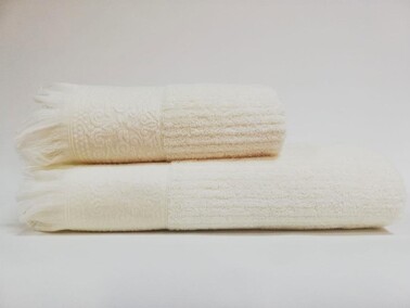Çeyiz Diyarı - Biella Double Cotton Bath Towel Set - Cream Çeyiz Diyarı - Biella Double Cotton Bath Towel Set - Cream