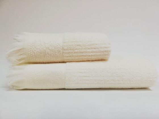 Biella Double Cotton Bath Towel Set - Cream