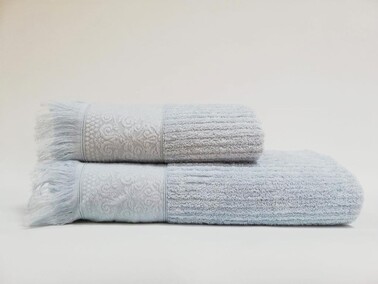 Çeyiz Diyarı - Biella Double Cotton Bath Towel Set - Blue Çeyiz Diyarı - Biella Double Cotton Bath Towel Set - Blue