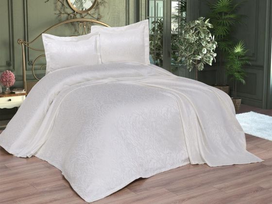 Bilbao Bedspread Set 3pcs, Coverlet 240x250, Pillowcase 50x70, Double Size, Cream