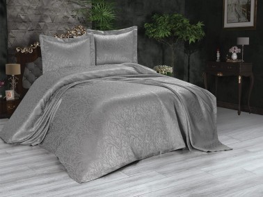 Çeyiz Diyarı - Bilbao Bedspread Set 3pcs, Coverlet 240x250, Pillowcase 50x70, Double Size, Grey Çeyiz Diyarı - Bilbao Bedspread Set 3pcs, Coverlet 240x250, Pillowcase 50x70, Double Size, Grey