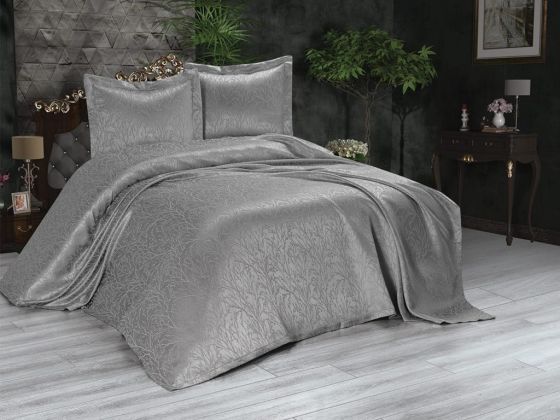 Bilbao Bedspread Set 3pcs, Coverlet 240x250, Pillowcase 50x70, Double Size, Grey