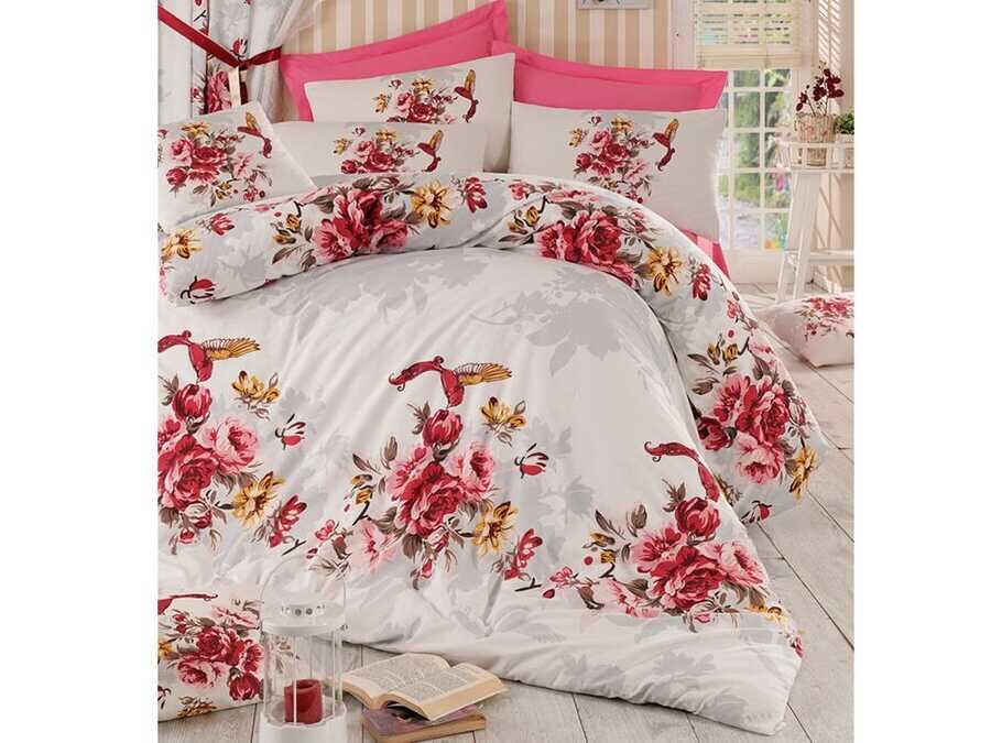  Bird 100% Cotton Double Duvet Cover Set Pink