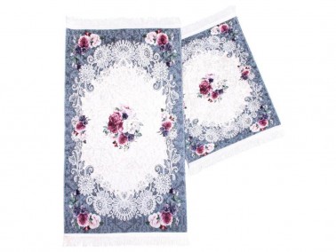 Çeyiz Diyarı - Bonnie Rectangle Bath Mat Set 2 Pcs - Gray Çeyiz Diyarı - Bonnie Rectangle Bath Mat Set 2 Pcs - Gray