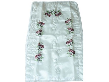 Çeyiz Diyarı - Claret Red Rose Embroidered Satin Prayer Rug Çeyiz Diyarı - Claret Red Rose Embroidered Satin Prayer Rug