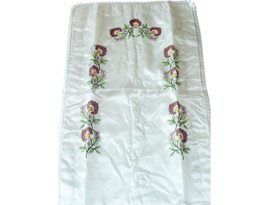 Claret Red Tulip Embroidered Satin Prayer Rug