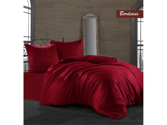 Cotton Satin Double Duvet Cover Set Burgundy