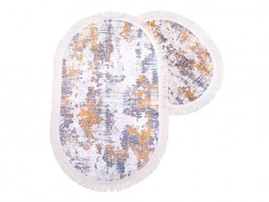 Çeyiz Diyarı - Brand Oval Bath Mat Set 2 Pcs Cream Çeyiz Diyarı - Brand Oval Bath Mat Set 2 Pcs Cream