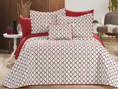 Çeyiz Diyarı - Brillance Quilted Bedding Set 4 Pcs, Bedspread 250x250, Pillowcase 50x70, Double Size, Velvet, Wedding, Cream Burgundy Çeyiz Diyarı - Brillance Quilted Bedding Set 4 Pcs, Bedspread 250x250, Pillowcase 50x70, Double Size, Velvet, Wedding, Cream Burgundy