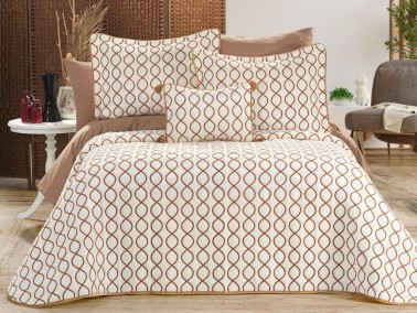Çeyiz Diyarı - Brillance Quilted Bedding Set 4 Pcs, Bedspread 250x250, Pillowcase 50x70, Double Size, Velvet, Wedding, Cream Gold Çeyiz Diyarı - Brillance Quilted Bedding Set 4 Pcs, Bedspread 250x250, Pillowcase 50x70, Double Size, Velvet, Wedding, Cream Gold
