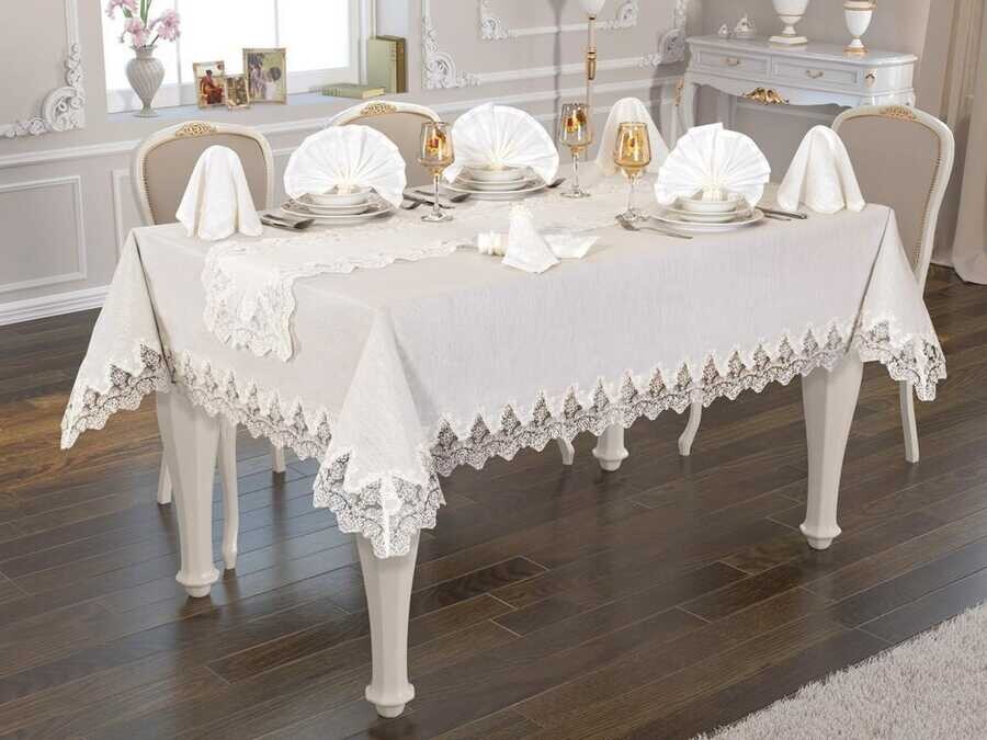 Buda Linen Table Cloth Set 26 Pieces Cream Cream - Thumbnail