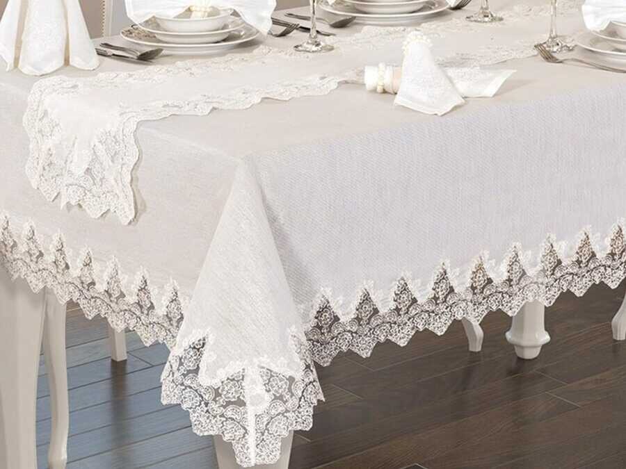 Buda Linen Table Cloth Set 26 Pieces Cream Cream - Thumbnail