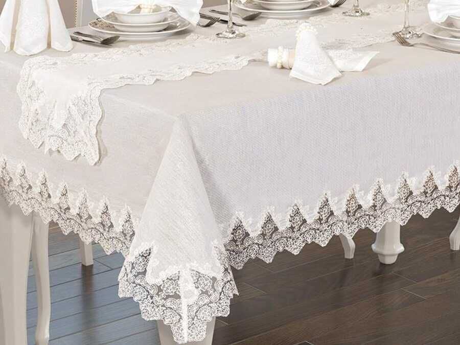 Buda Linen Table Cloth Set 26 Pieces Cream Cream