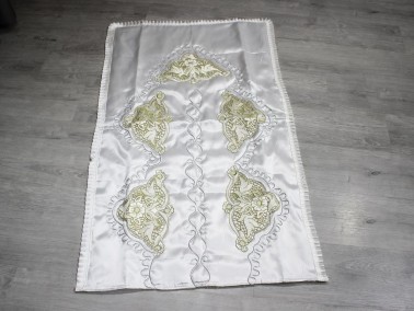 Buğlem Embroidered Luxury Satin Prayer's Rug - Gold - Thumbnail