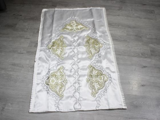 Buğlem Embroidered Luxury Satin Prayer's Rug - Gold