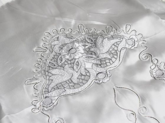 Buğlem Embroidered Luxury Satin Prayer's Rug - Silver