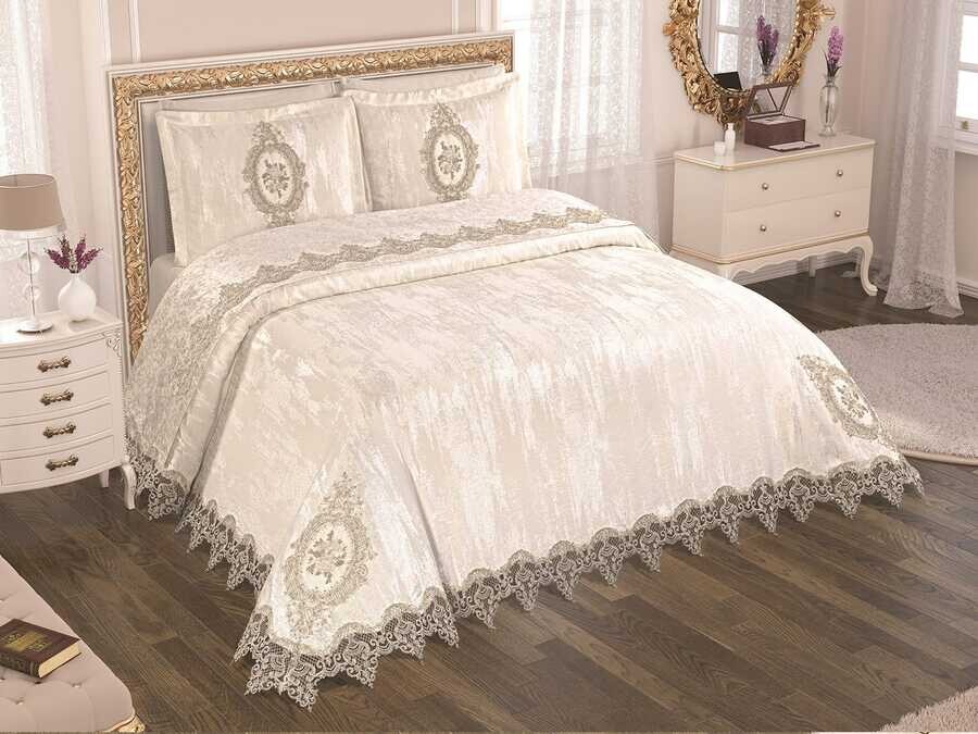 Dowry World - Bulut طقم غطاء صيفي مطرز لون كريمي