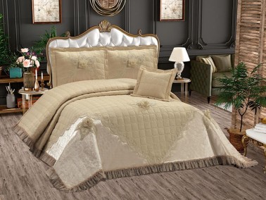 Çeyiz Diyarı - Burcak Quilted Double Bedspread Set Cappucino Çeyiz Diyarı - Burcak Quilted Double Bedspread Set Cappucino