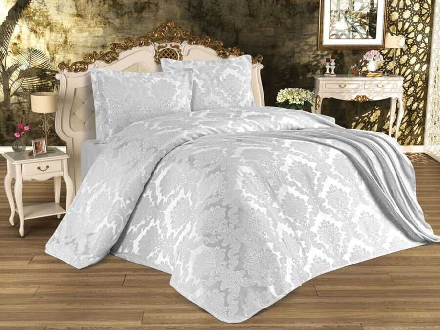  Busem Jacquard Chenille Single Bed Cover Gray