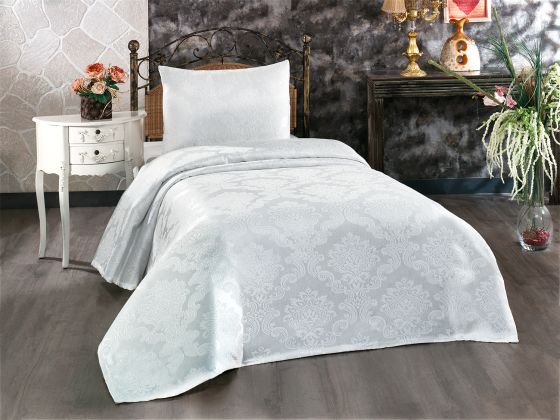  Busem Jacquard Chenille Single Bed Cover Cream