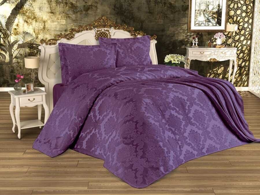  Busem Jacquard Chenille Single Bed Cover Plum