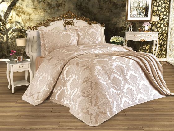  Busem Jacquard Chenille Bed Cover Cappucino