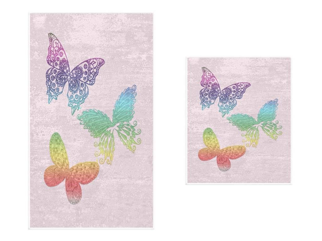 Butterflies 2-Piece Bath Mat Set - Thumbnail