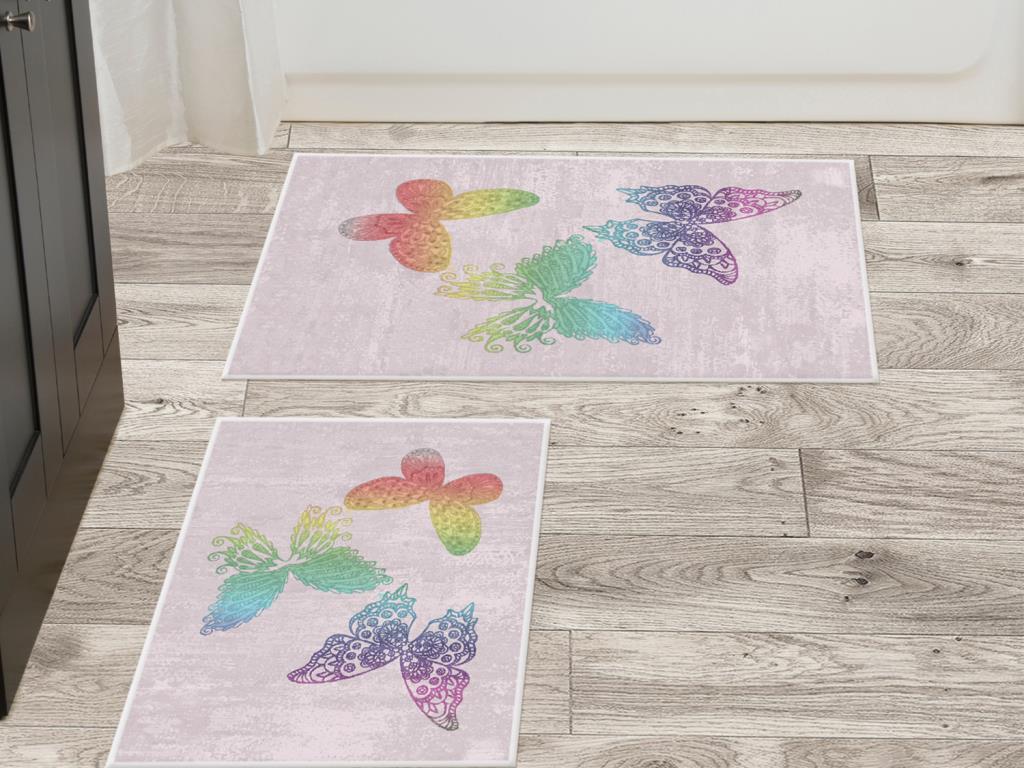 Butterflies 2-Piece Bath Mat Set - Thumbnail