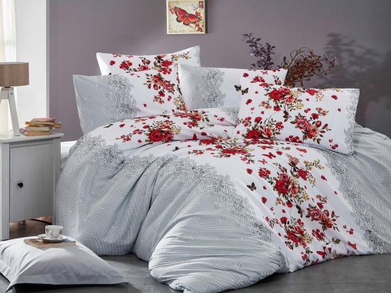  Butterfly Deluxe Double Duvet Cover Set Red