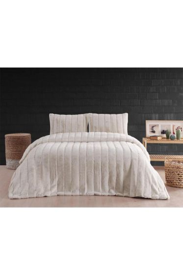 Buzina King Size Bedspread Set 3pcs, Coverlet 230x250 with Pillowcase, Ultra Soft Plush Fabric, Cream