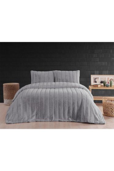 Buzina King Size Bedspread Set 3pcs, Coverlet 230x250 with Pillowcase, Ultra Soft Plush Fabric, Gray