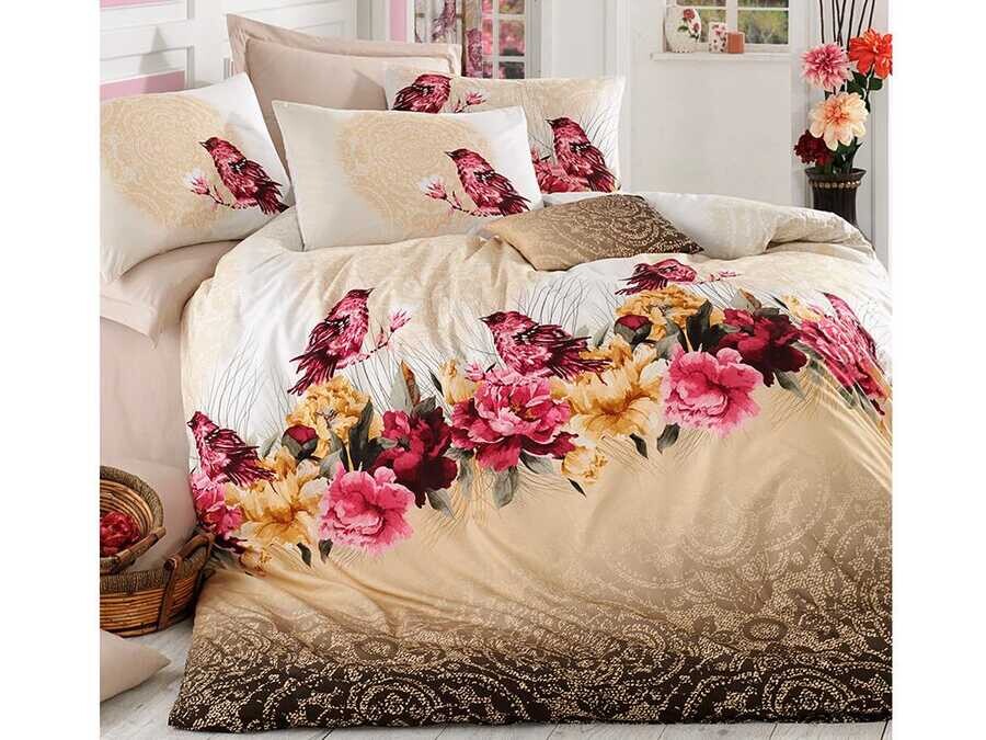 Best Class - Çalı Kuşu طقم غطاء لحاف مزدوج (لشخصين) 100% من القطن لون القهوه Best Class - Çalı Kuşu طقم غطاء لحاف مزدوج (لشخصين) 100% من القطن لون القهوه