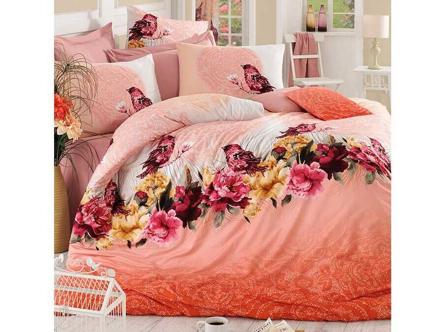 Best Class - Çalı Kuşu 100% Cotton Double Duvet Cover Set Powder Best Class - Çalı Kuşu 100% Cotton Double Duvet Cover Set Powder