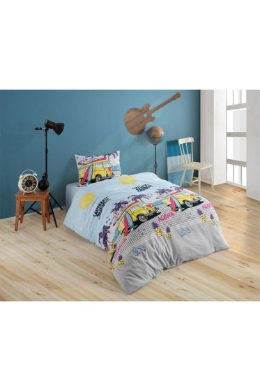 California Bedding Set 3 Pcs, Duvet Cover 160x200, Sheet 160x240, Pillowcase, Single Size, Self Patterned, Queen Bed Daily use