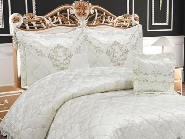 Calvina Velvet Lace Double Bedspread Cream - Thumbnail