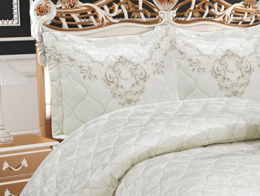 Calvina Velvet Lace Double Bedspread Cream - Thumbnail