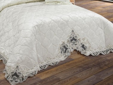 Calvina Velvet Lace Double Bedspread Cream - Thumbnail