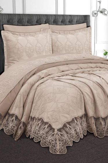 Capadocia Bedspread Set 6pcs, Coverlet 250x250,Sheet 240x250, Double Size, Beige