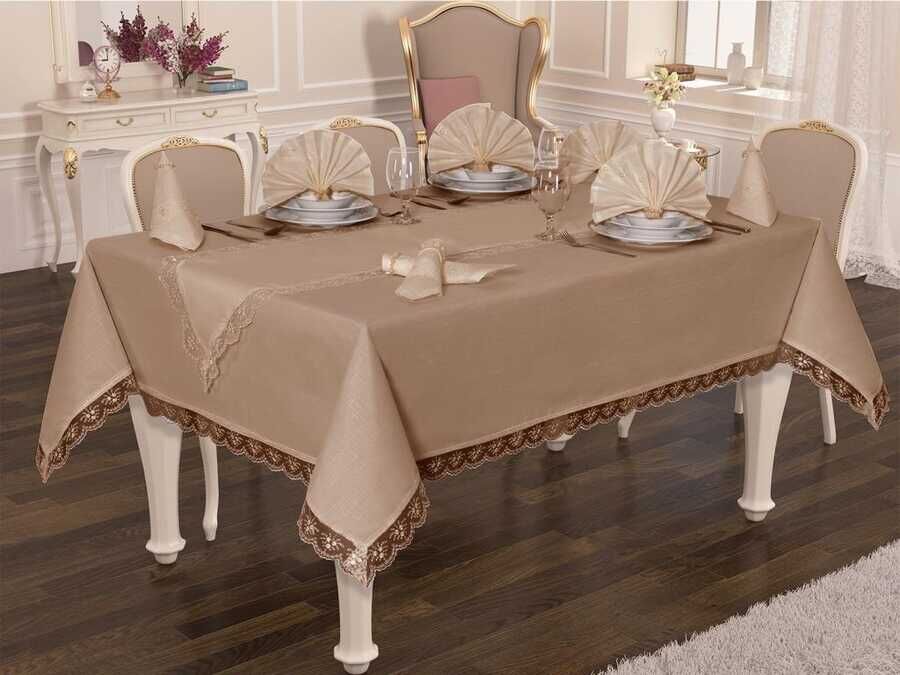 Carisma Table Cloth Set Cappucino for 12 Persons