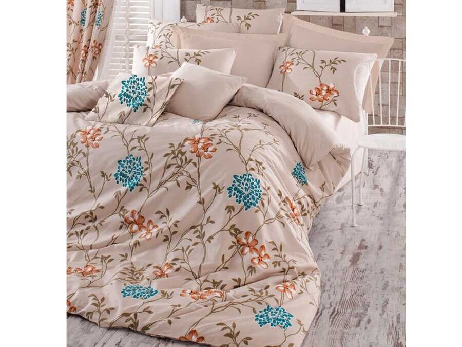 Best Class - Carmen 100% Cotton Double Duvet Cover Set Beige