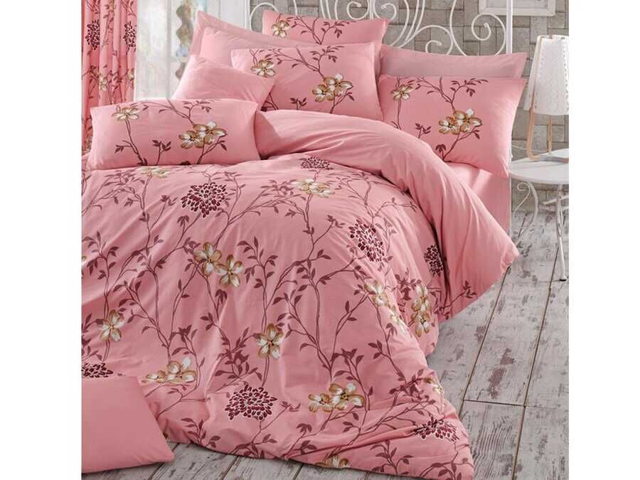  Carmen 100% Cotton Double Duvet Cover Set Pink