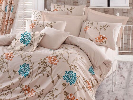 Carmen 100% Cotton Single Duvet Cover Set Beige