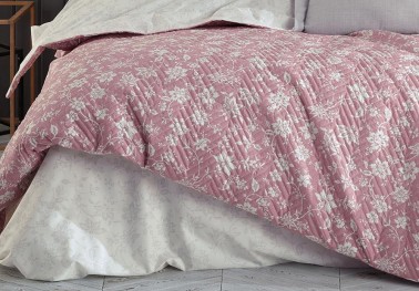 Carmen Double Quilted Duvet Cover Set Dried Rose - Thumbnail