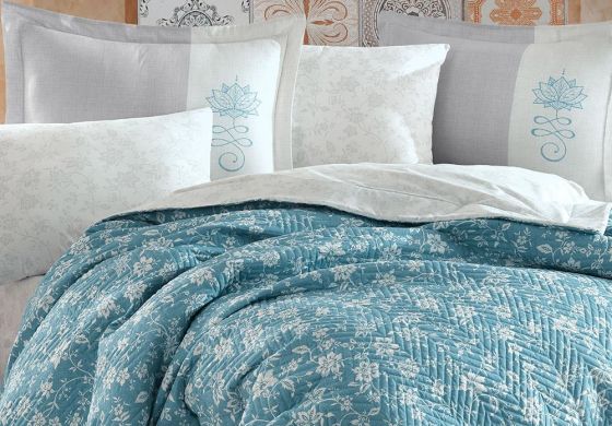 Carmen Double Quilted Duvet Cover Set Turquoise