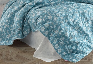 Carmen Double Quilted Duvet Cover Set Turquoise - Thumbnail