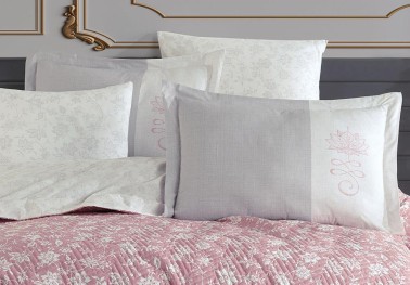 Carmen Single Quilted Duvet Cover Set Dried Rose - Thumbnail