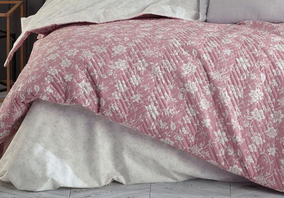 Carmen Single Quilted Duvet Cover Set Dried Rose