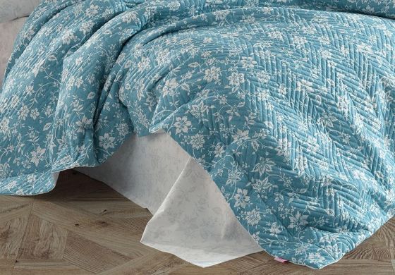 Carmen Single Quilted Duvet Cover Set Turquoise