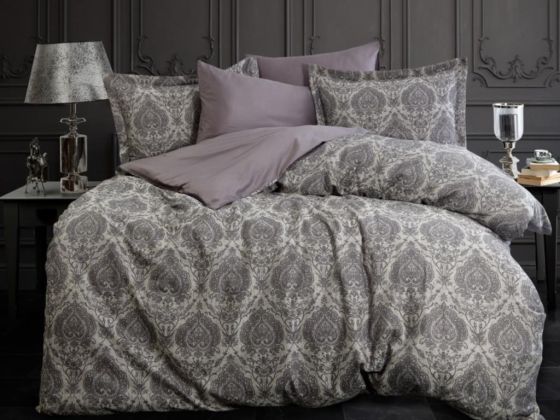 Carolina Jacquard Cotton Satin Double Duvet Cover Set Antrachite